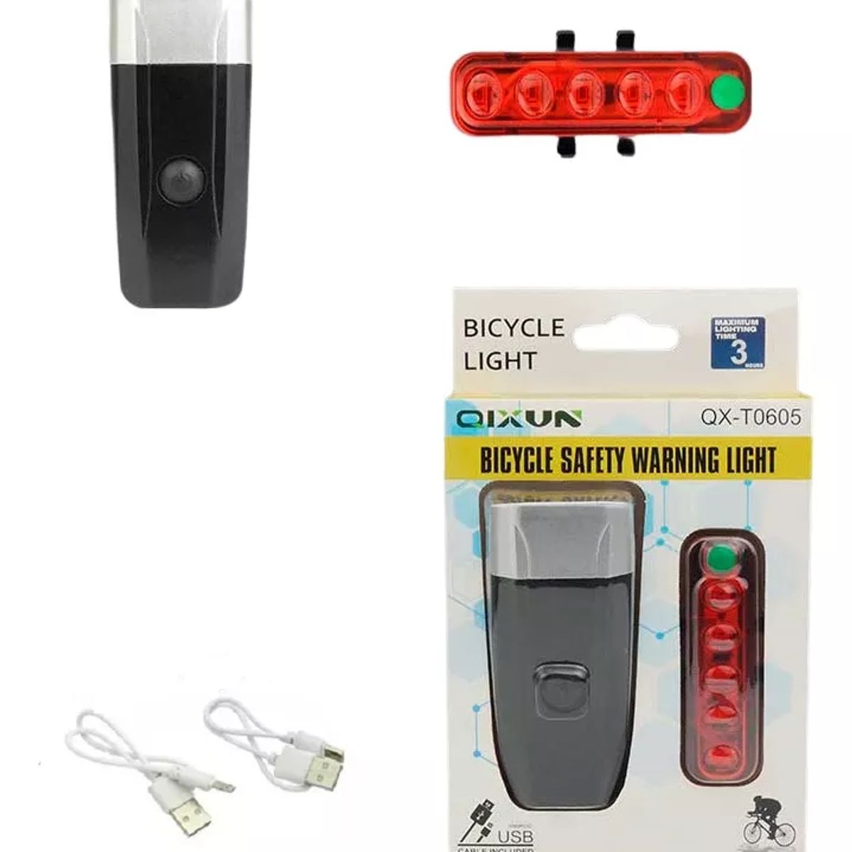 DEFENSOR FOREVER - Set De Luces Delantera Y Trasera Recargable Usb P Bicicleta