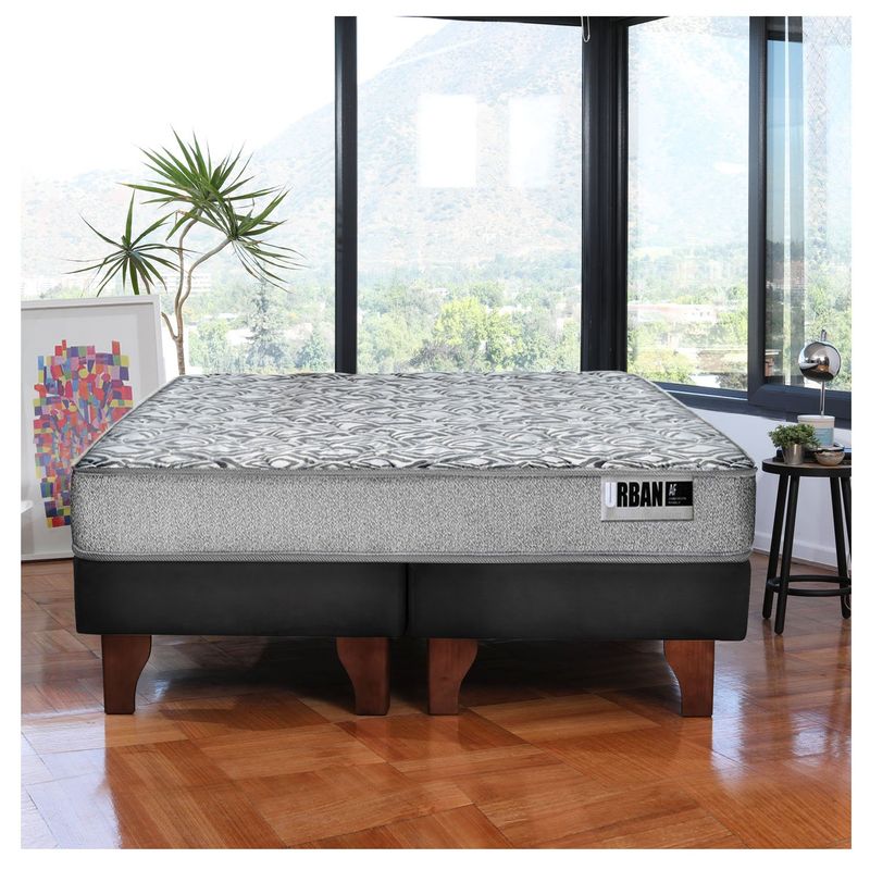 LATAM HOME - Cama Europea Latam Home Zen Urban 2 Plazas Tela Negra Firme x 190 cm