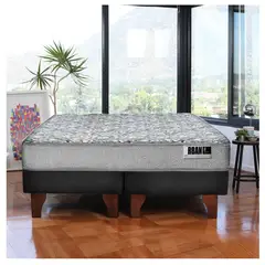 LATAM HOME - Cama Europea Zen Urban 2 Plazas Tela Negra Firme