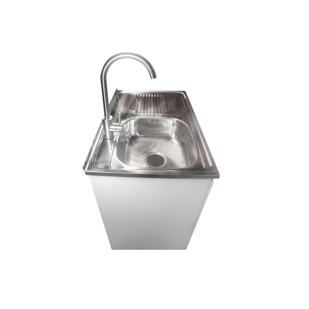 MODERN SPACE - Mueble Lavaplatos 80x50 Cm Termolaminado Blanco con Secador Derecho