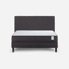 ROSEN - Cama Europea Wave 2 Plazas 150x190 cm +Respaldo Ivar Grafito