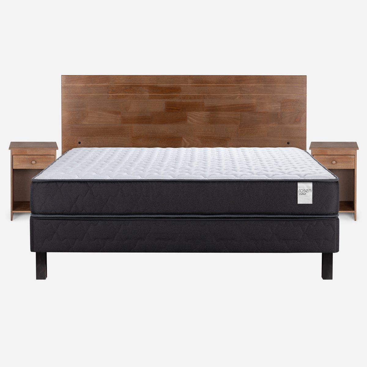 ROSEN - Cama Europea Wave 2 Plazas 150x190 cm+Muebles Tabor Caramelo