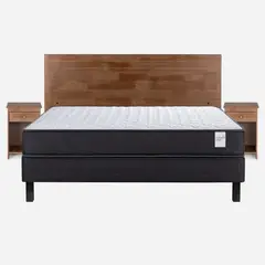 ROSEN - Cama Europea Wave 2 Plazas 150x190 cm+Muebles Tabor Caramelo