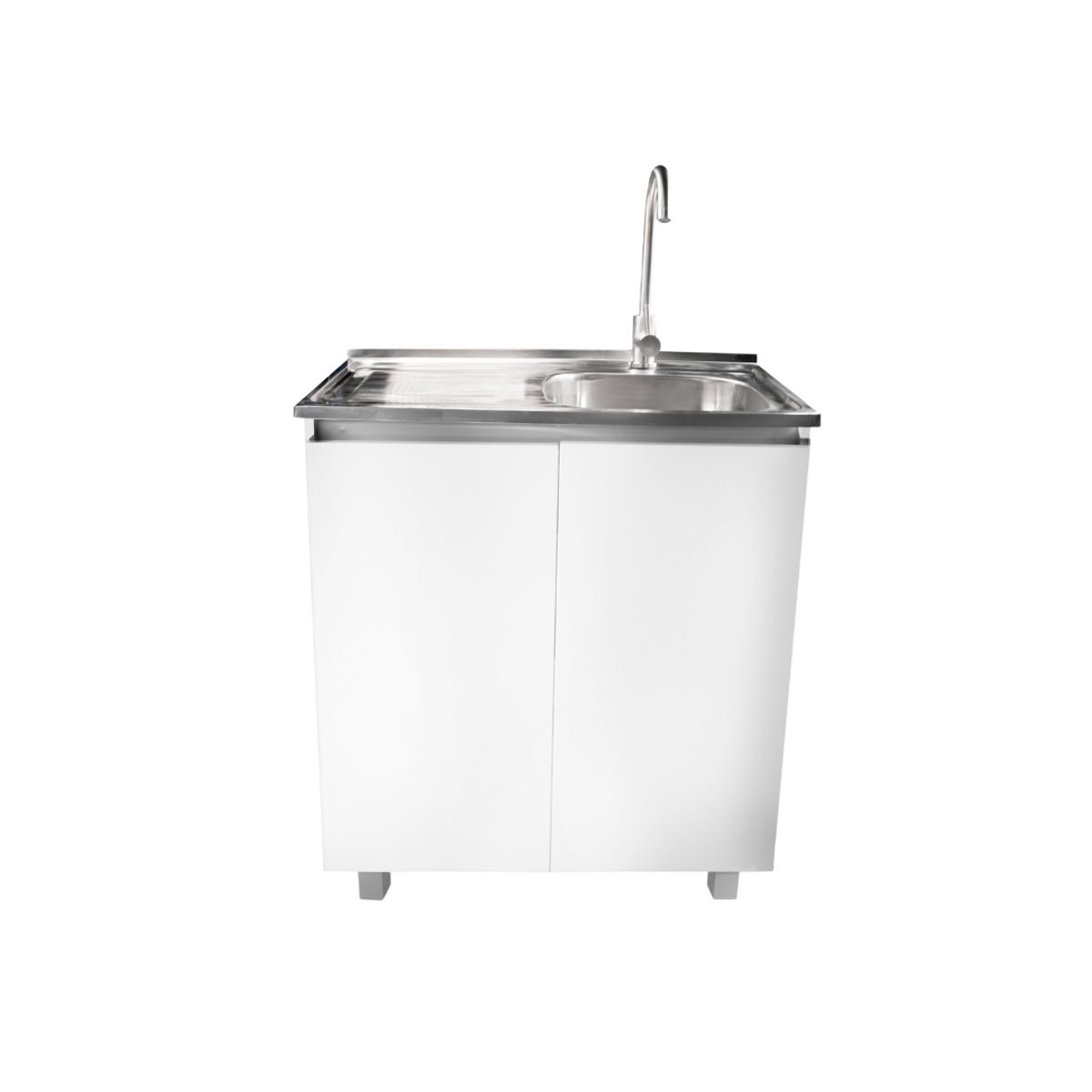 MODERN SPACE - Mueble Lavaplatos 80x50 Cm Termolaminado Blanco con Secador Izquierdo