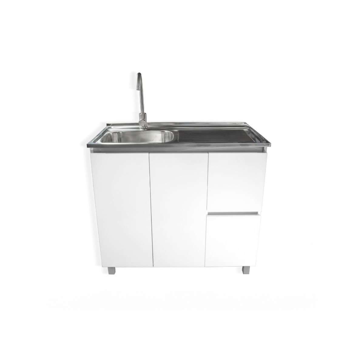 MODERN SPACE - Mueble Lavaplatos 100x50 Cm Termolaminado Blanco con Secador Derecho