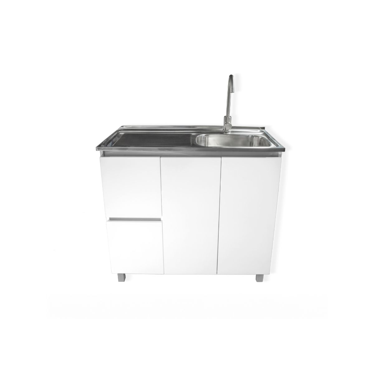 MODERN SPACE - Mueble Lavaplatos 100x50 Cm Termolaminado Blanco con Secador Izquierdo