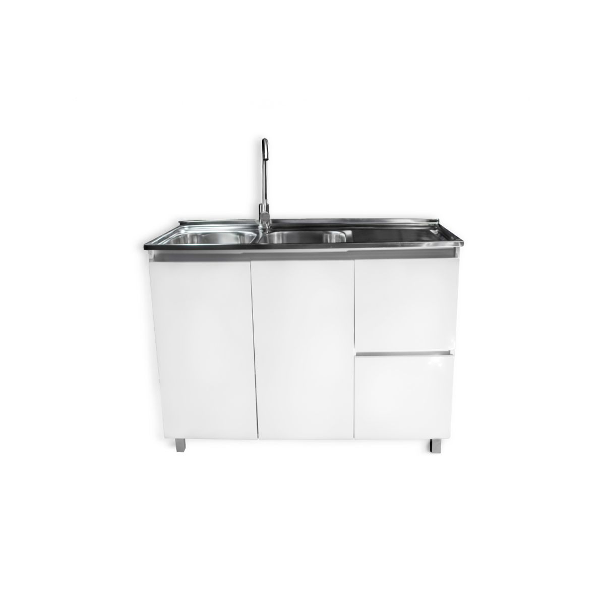 MODERN SPACE - Mueble Lavaplatos 120x50 Cm Termolaminado Blanco con Secador Derecho