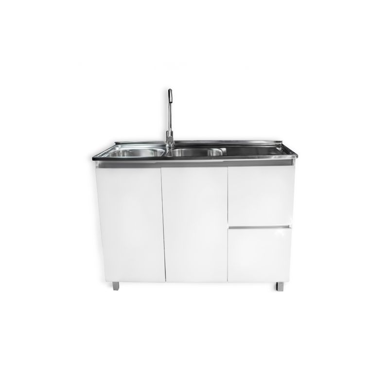 MODERN SPACE - Mueble Lavaplatos 120x50 Cm Termolaminado Blanco con Secador Derecho