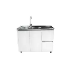 MODERN SPACE - Mueble Lavaplatos 120x50 Cm Termolaminado Blanco con Secador Derecho