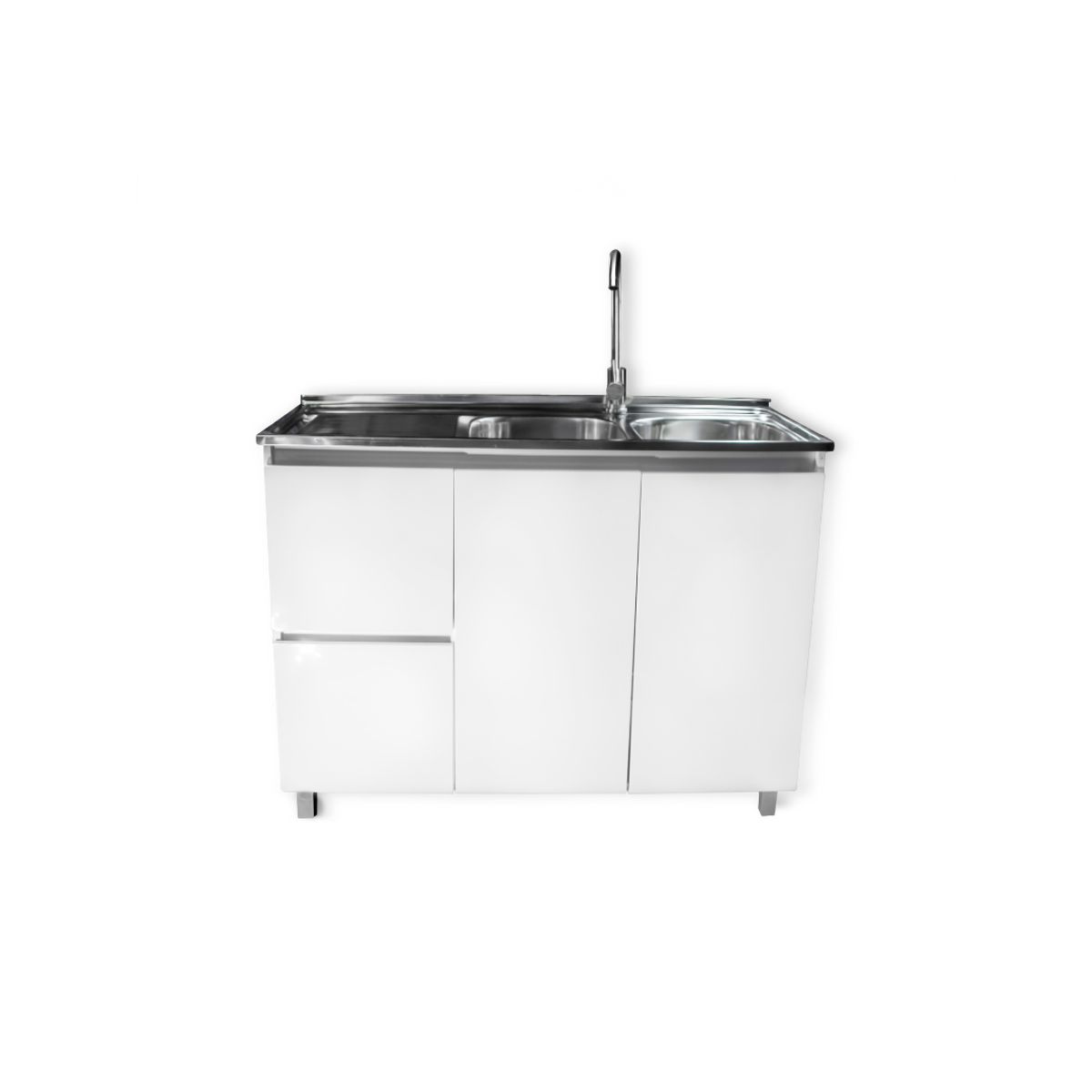 MODERN SPACE - Mueble Lavaplatos 120x50 Cm Termolaminado Blanco con Secador Izquierdo