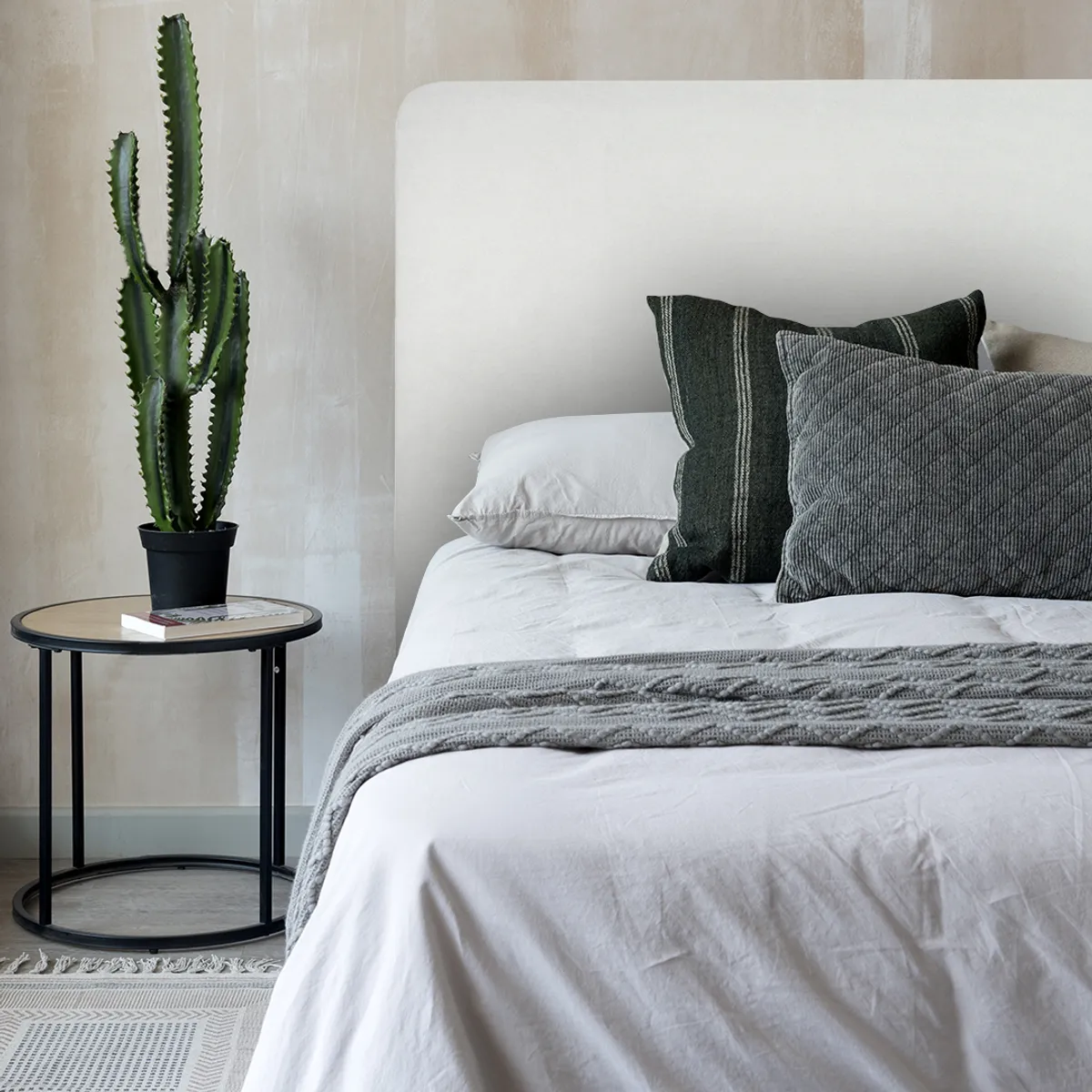 KABECEROS - RESPALDO CURVO - 2 PLAZAS - VELVET COLOR GRIS CLARO