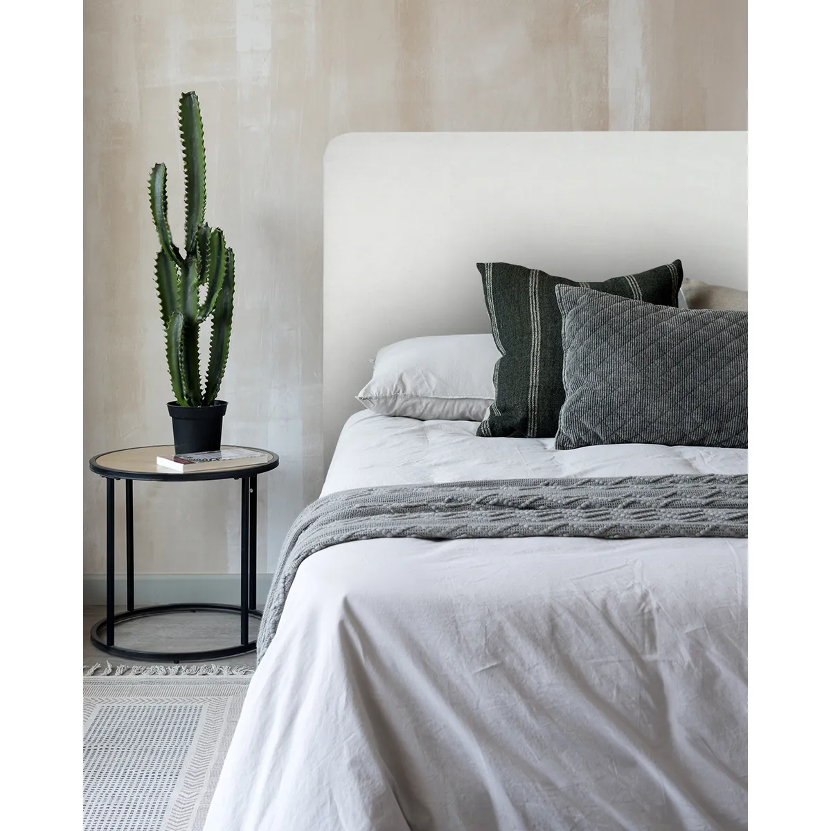 KABECEROS - RESPALDO CURVO - 2 PLAZAS - VELVET COLOR GRIS CLARO