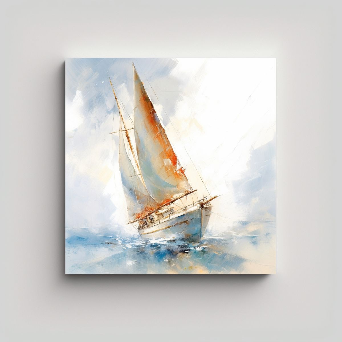 GENERICO - Pintura De Arte Fino De Barco De Vela En Fondo 80x80 Cm.