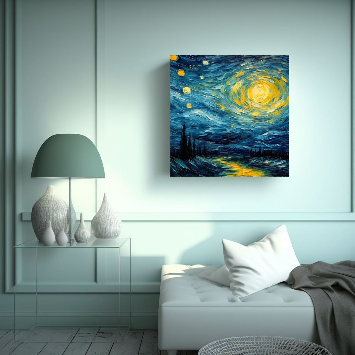 GENERICO - Lienzo De Tela Colores Estilo Cielo Del Norte Al 60x60 Cm