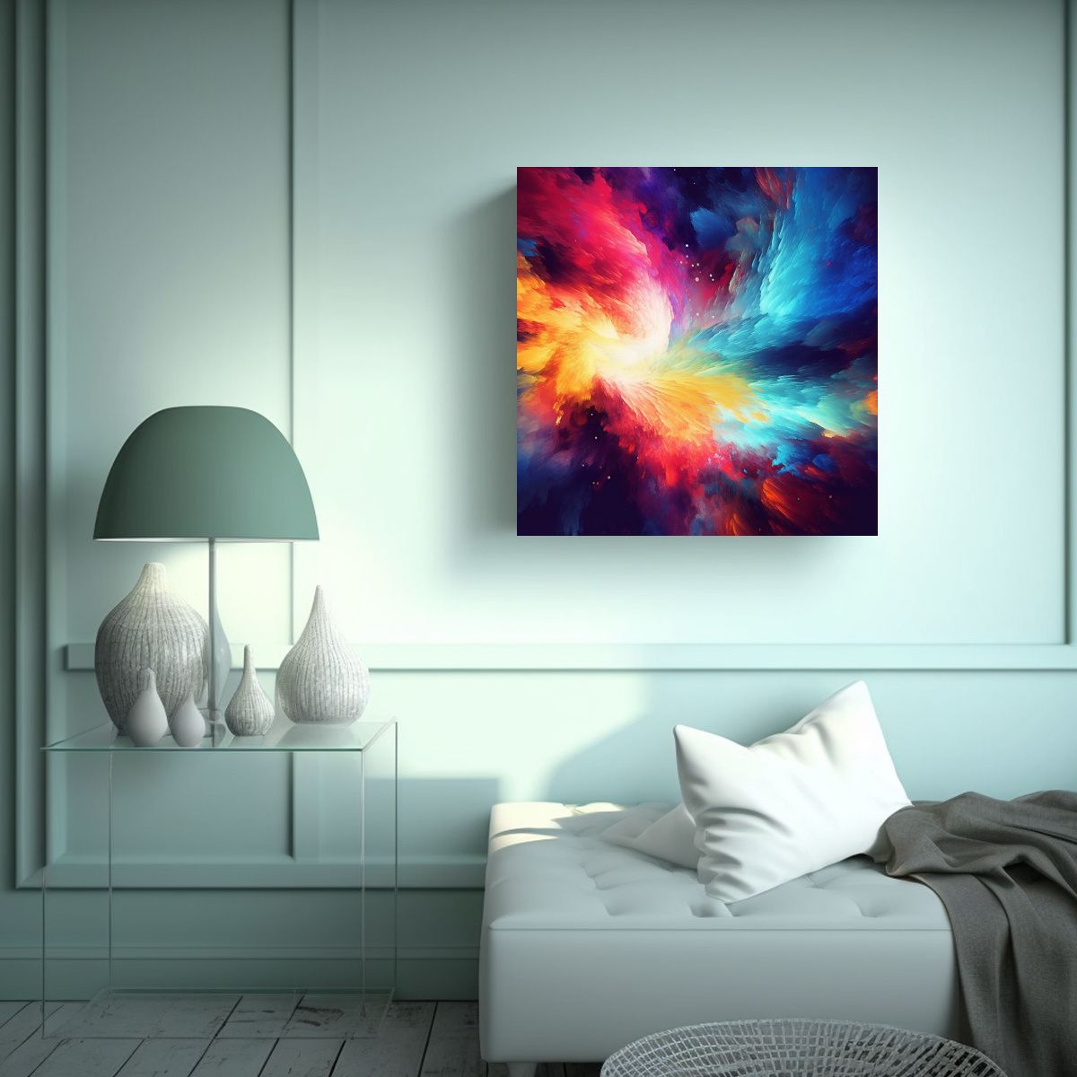 GENERICO - Cuadro Urbano Abstracto Con Colores Vibrantes Y 80x80 Cm