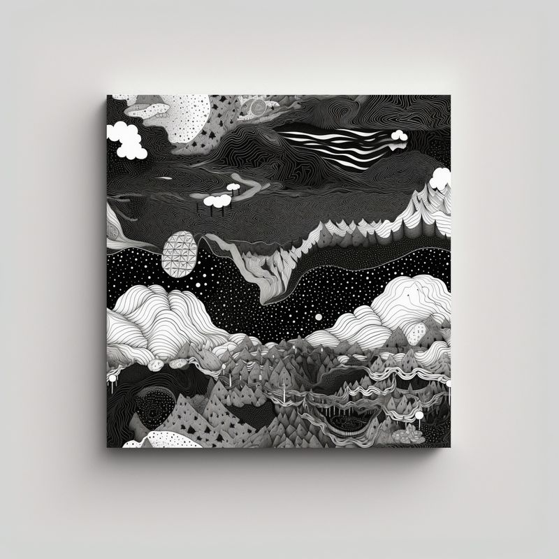 GENERICO - Cuadro De Diseños En Blanco Y Negro Para 70x70 Cm