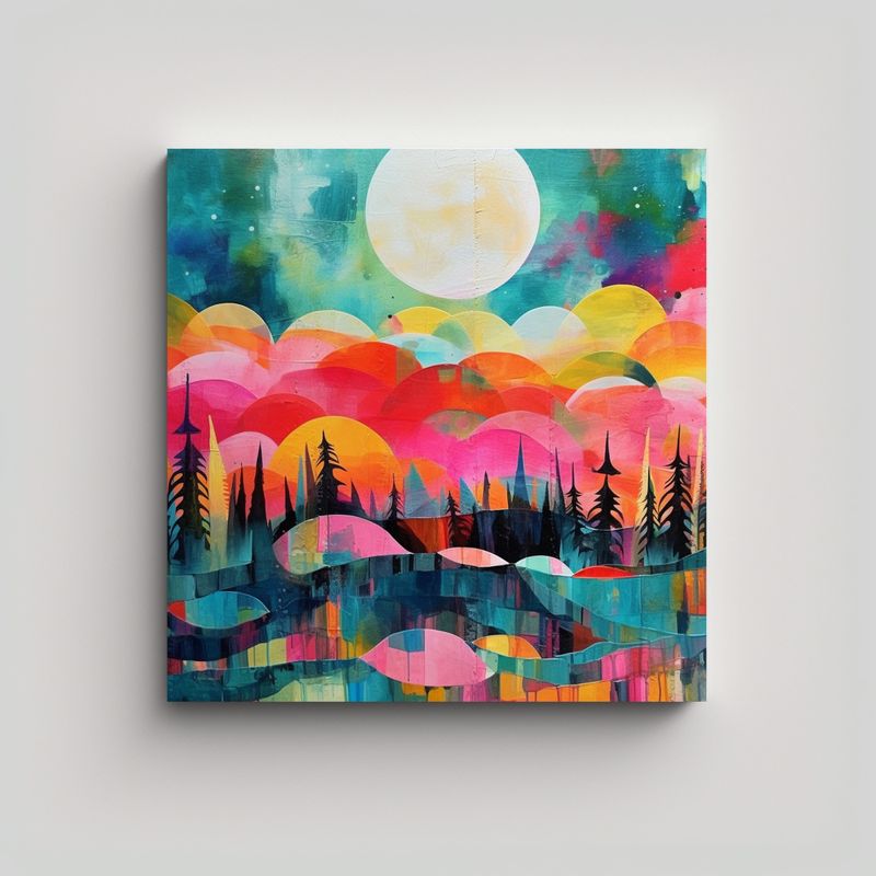 GENERICO - Cuadro Acuarela Equilibrio Mix 7 Colores 60x60 Cm