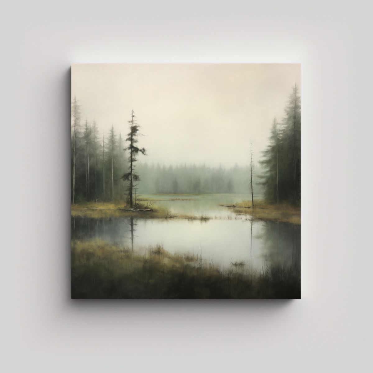 GENERICO - Pintura Al óleo Minimalista De Un Paisaje Lejano 80x80 Cm