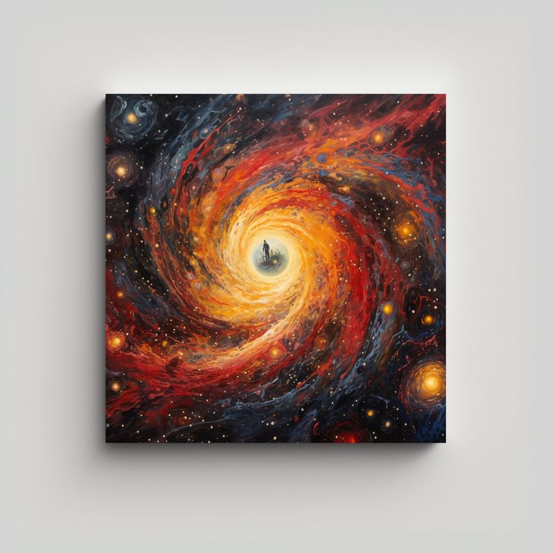 GENERICO - Cuadro Lienzo Finas Líneas Escena Pintura Estilo 80x80 Cm
