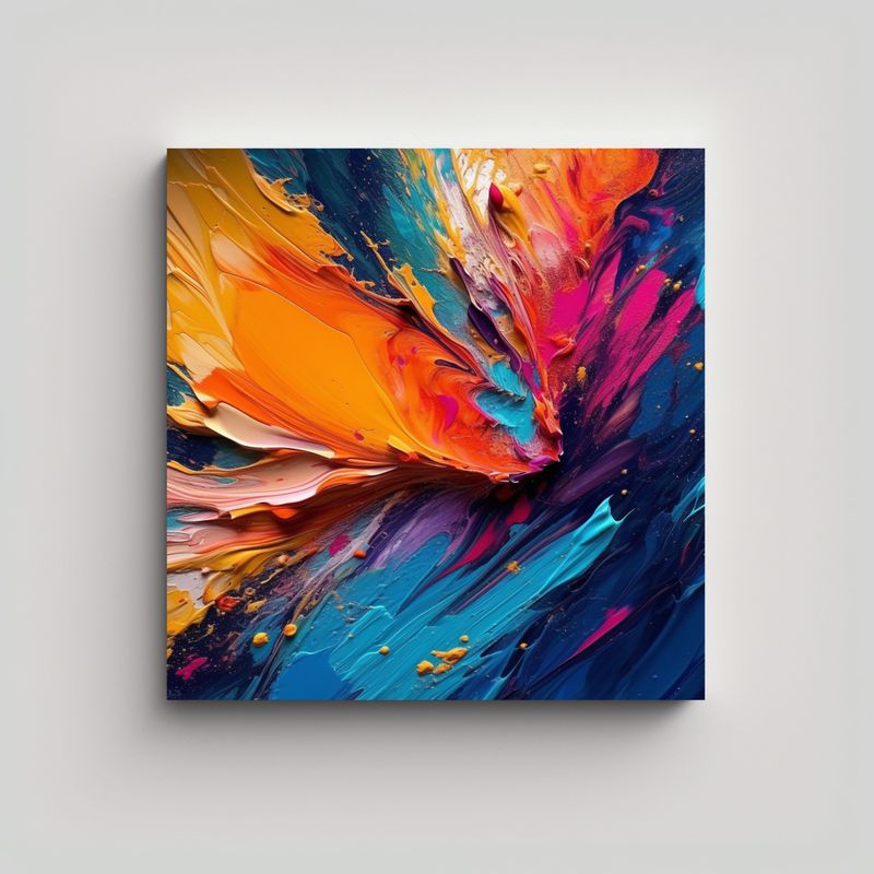 GENERICO - Cuadro Moderno Composición Dinámica Con Colores 50x50 Cm