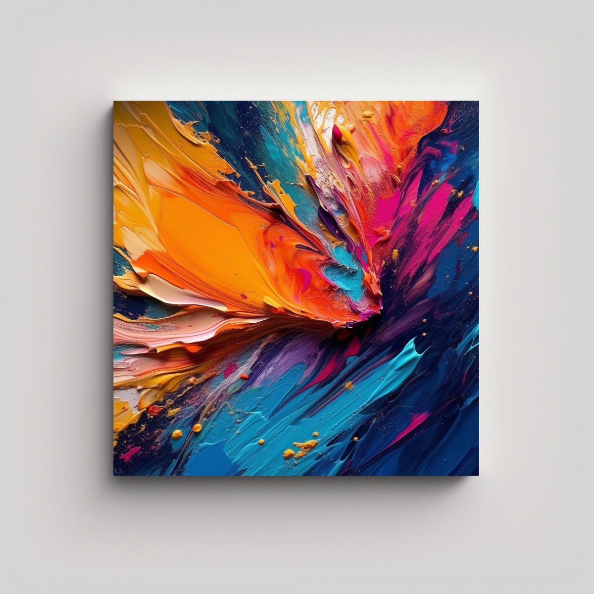 GENERICO - Cuadro Moderno Composición Dinámica Con Colores 70x70 Cm