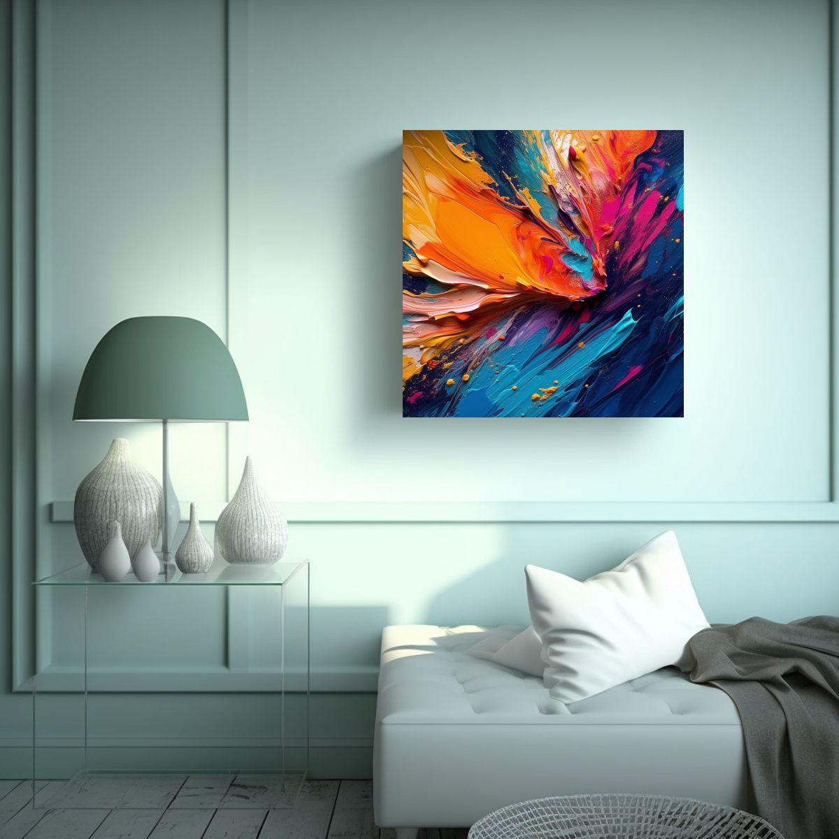 GENERICO - Cuadro Moderno Composición Dinámica Con Colores 70x70 Cm