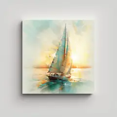 GENERICO - Cuadro De Pared Cuadrado: Velero En El Mar Al 50x50 Cm
