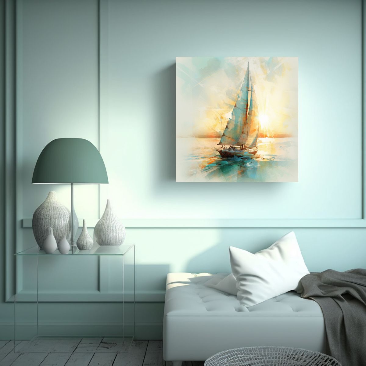 GENERICO - Cuadro De Pared Cuadrado: Velero En El Mar Al 60x60 Cm