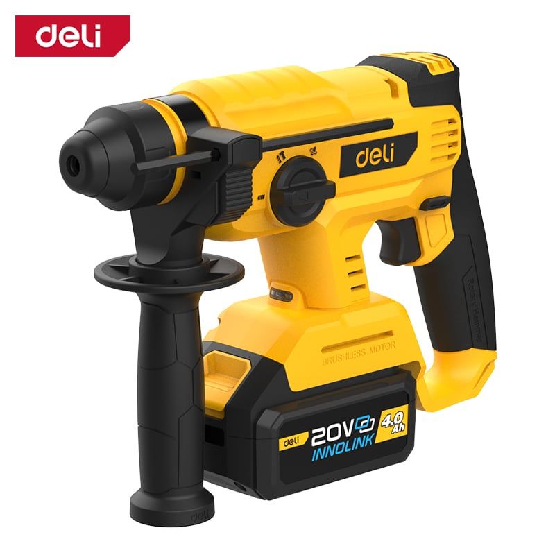 DELI - Rotomartillo Inalámbrico de Litio 20V 4Ah Motor sin Escobillads