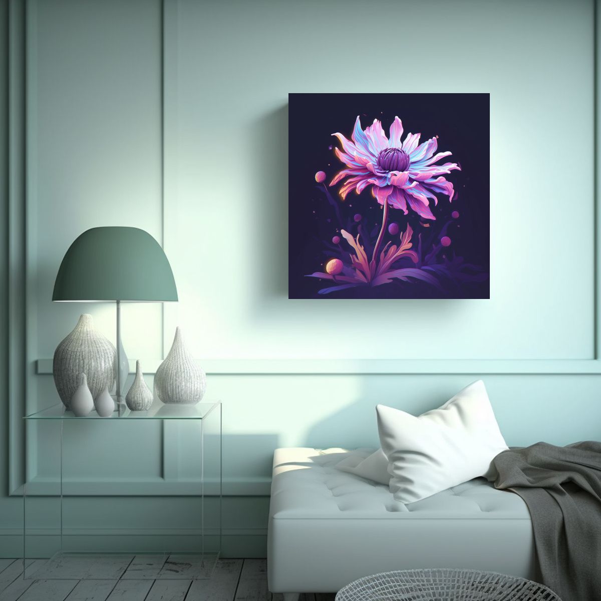 GENERICO - Pintura Mural Moderna Aya Flower Purple 90x90 Cm