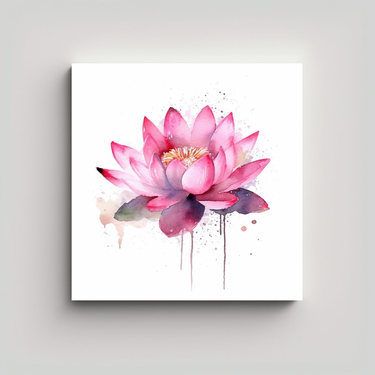 GENERICO - Cuadro Relieve De Loto Rosa En Acuarela Sobre 30x30 Cm