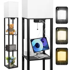 ELEMENT DESIGN - Estante de 3 Niveles con Luz y Puertos de Carga Moderna Negro