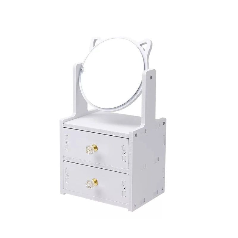 ANGELES DEL HOGAR - ORGANIZADOR CAJÓN MAQUILLAJE CON ESPEJO 2 CAJONES