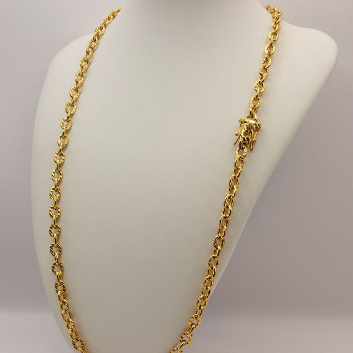 GENERICO - Cadena de ORO LAMINADO 18K TEJIDO ESLABÓN LIMADO Con BROCHE CAJÓN