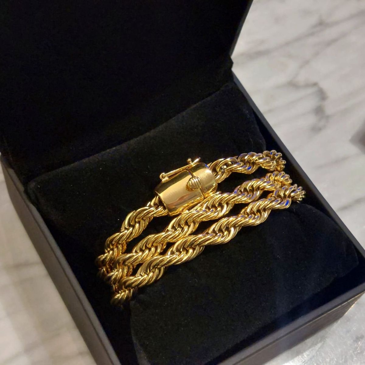 GENERICO - Cadena de ORO LAMINADO Tejido TOURBILLON Con BROCHE CAJÓN