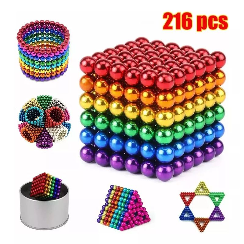KUANGYE - Cubo Magico Magnetico De 216 Esferas Multicolores Imanes