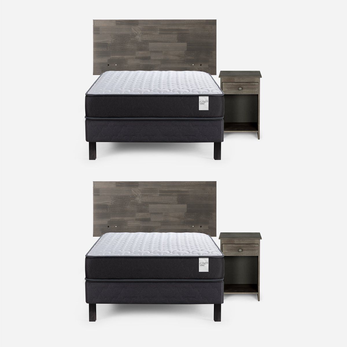 ROSEN - Set 2 Camas Wave 1,5 Plazas 105x190 cm+Muebles Tabor Grafito