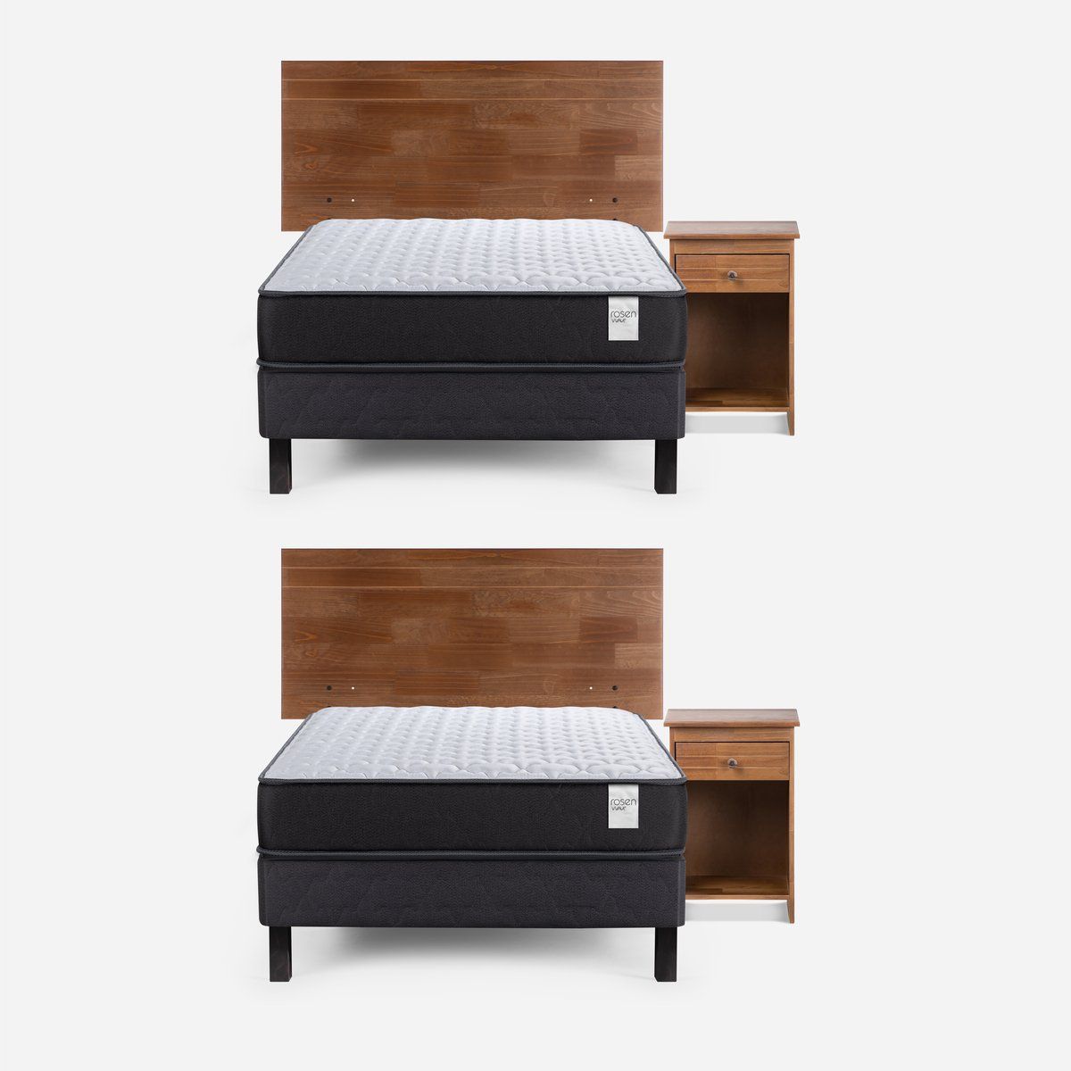 ROSEN - Set 2 Camas Wave 1,5 Plazas 105x190 cm + Muebles Tabor Taffy