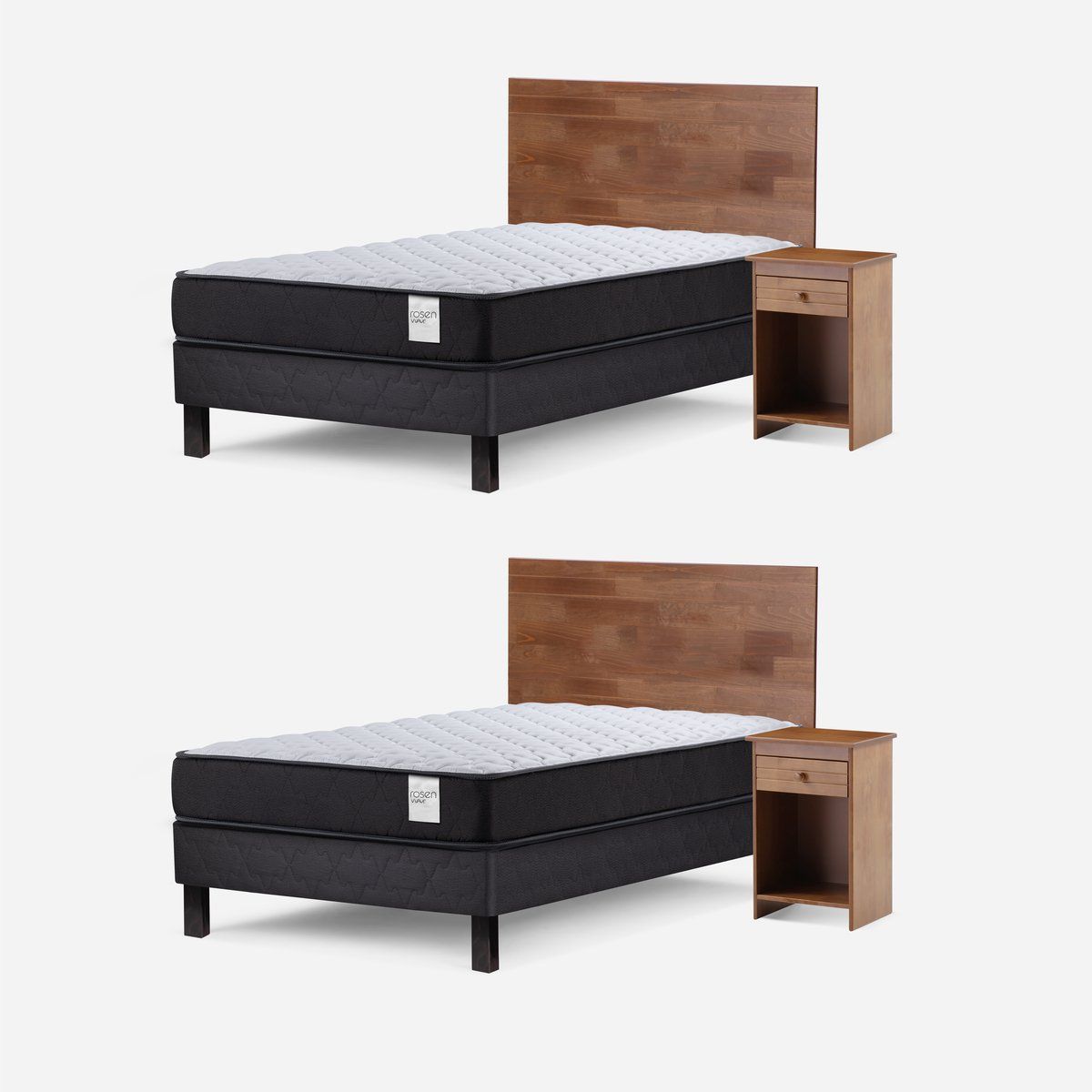 ROSEN - Set 2 Camas Wave 1,5 Plazas 105x190 cm + Muebles Tabor Taffy