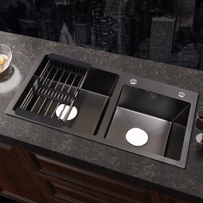 Imagen 2 del producto Lavaplatos Doble 82x45 Acero Black Con Rejilla + Dispensador