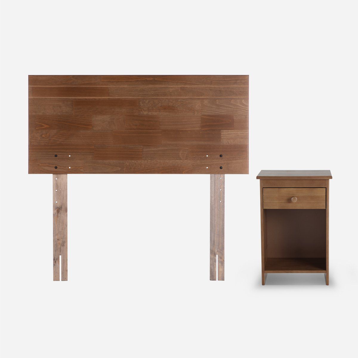 ROSEN - Cama Europea Wave 1 Plaza 90x190 cm + Muebles Tabor Caramelo