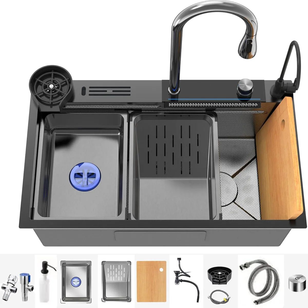 KUANGYE - Fregadero Cocina 304 Acero Inoxidable Con Accesorios 75*45