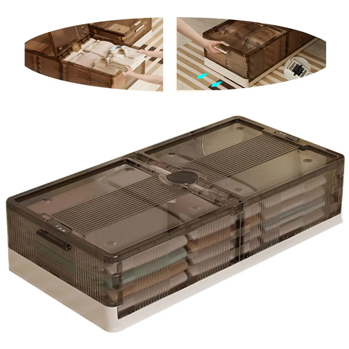 EVERSO - Caja Organizador De Ropa Plástico P Debajo Cama Con Ruedas 82x40 cm