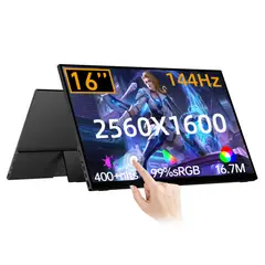 CAPERAVE - Monitor portátil con pantalla táctil 144Hz 2.5K de 16 pulgadas