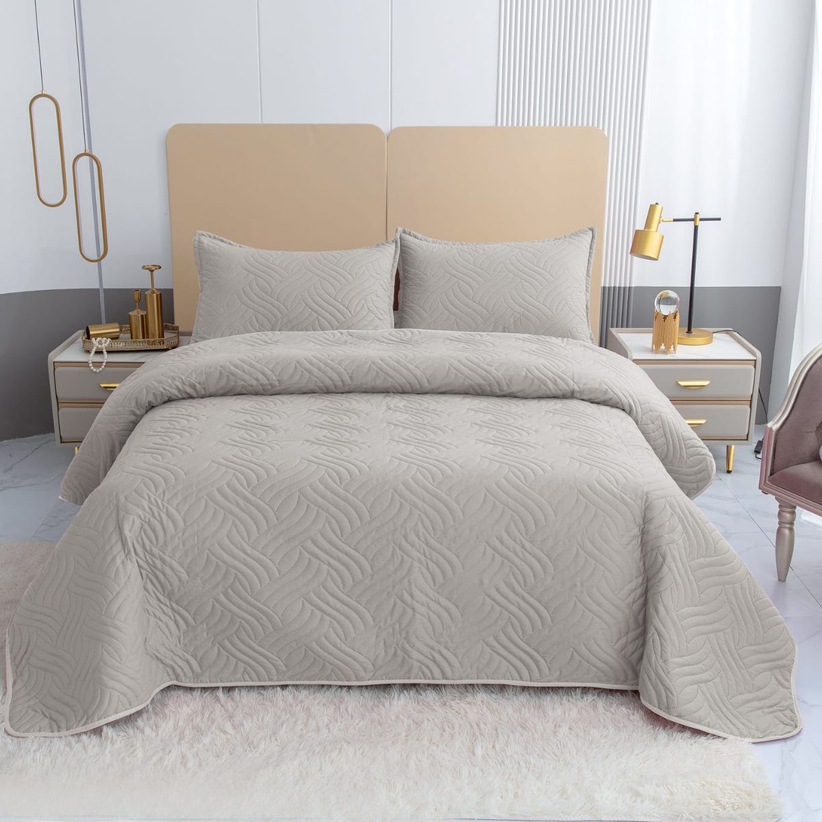 GENERICO - Quilt de Verano King Color Gris Claro
