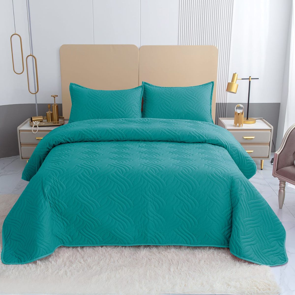 GENERICO - Quilt de Verano King Color Turquesa