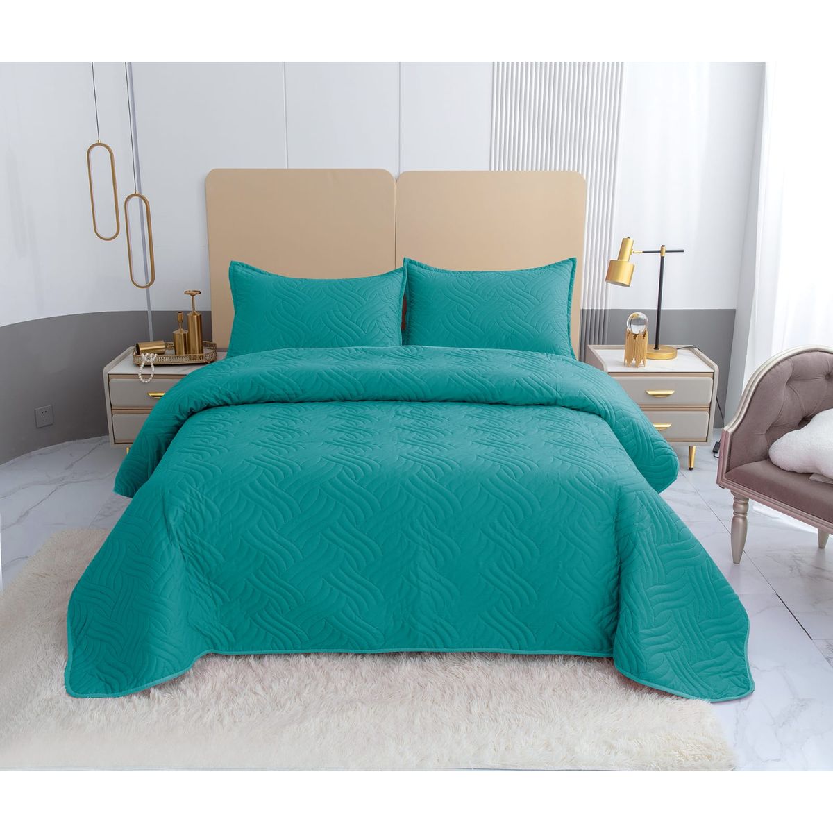 GENERICO - Quilt de Verano King Color Turquesa