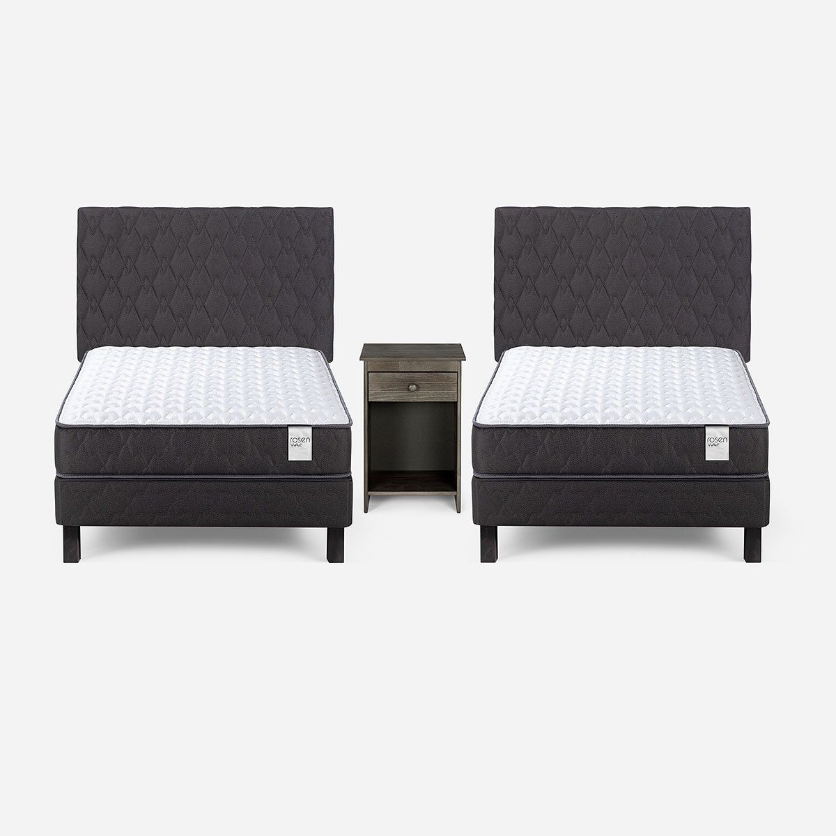 ROSEN - Set Cama Europea Wave 1 Plaza+Respaldo Ivar Grafit+1 Velador