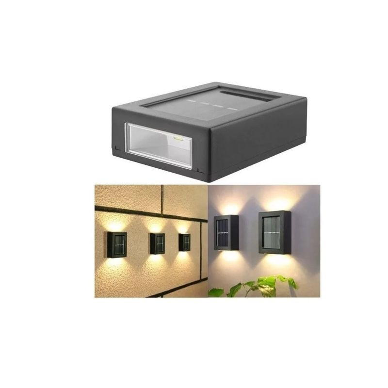GENERICO - Kit 4 Luces Solares Patio Jardín Para Escaleras Y Muros Negro