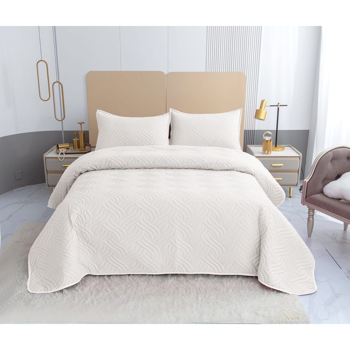 GENERICO - Quilt de Verano King Color Blanco